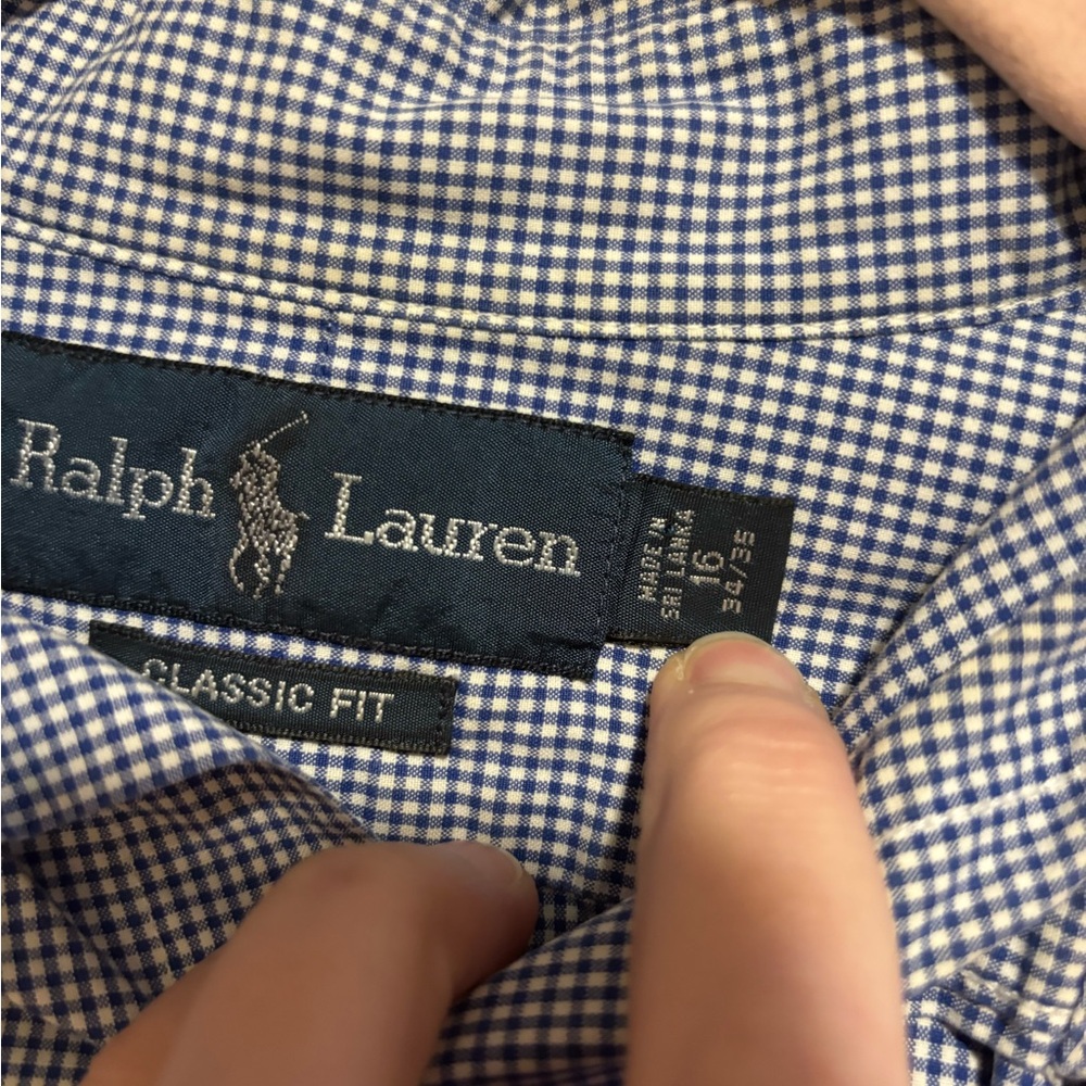 RALPH LAUREN Men’s Blue Gingham Classic Fit Long Sleeve Button Down Shirt - Picture 2 of 5